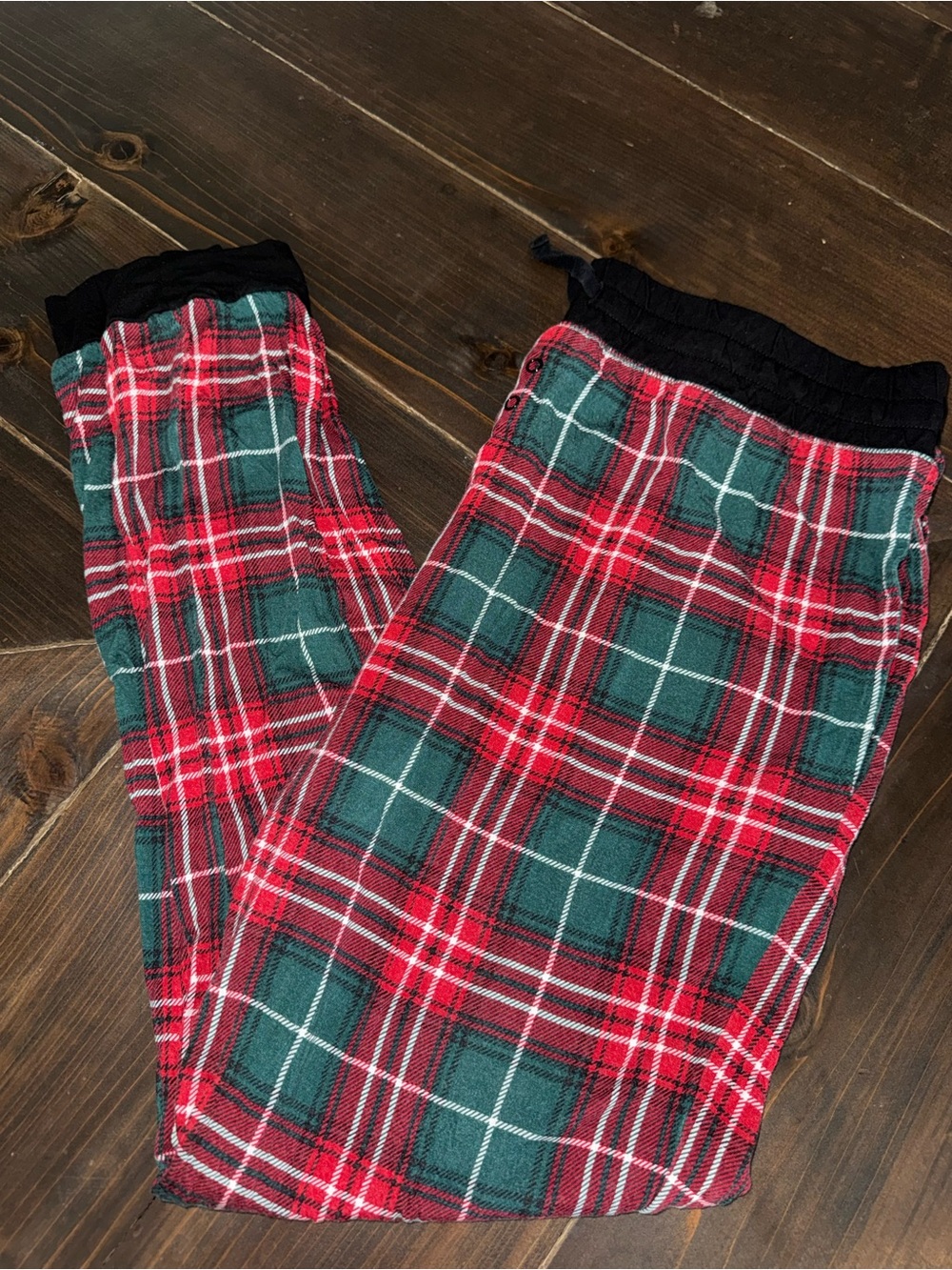 Little Sleepies Bamboo Red Green Plaid Joggers Size M